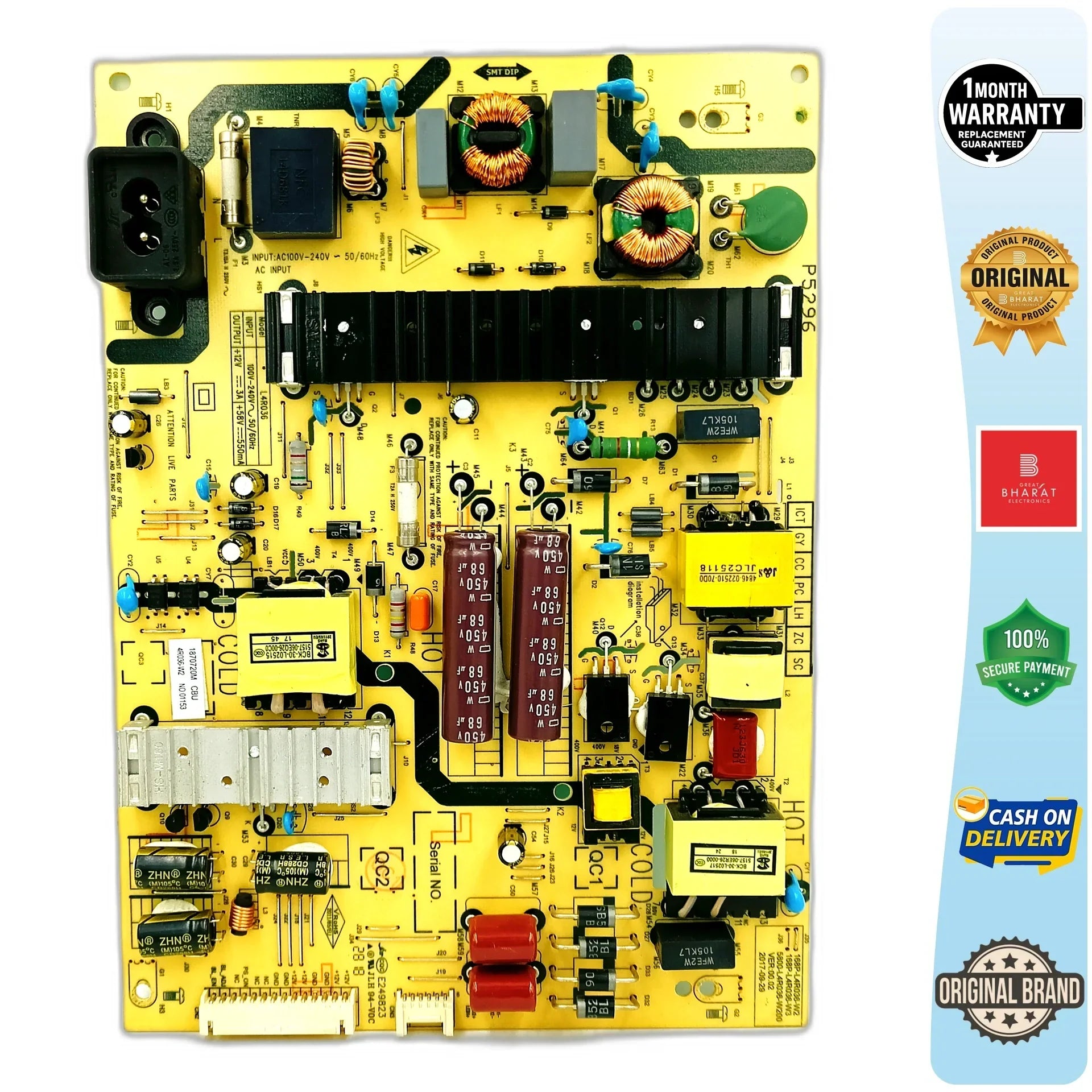 Marq 43SAUHDMQ Power Supply Board – Marq 43 Inch LED TV SMPS Replacement - Great Bharat Electronics