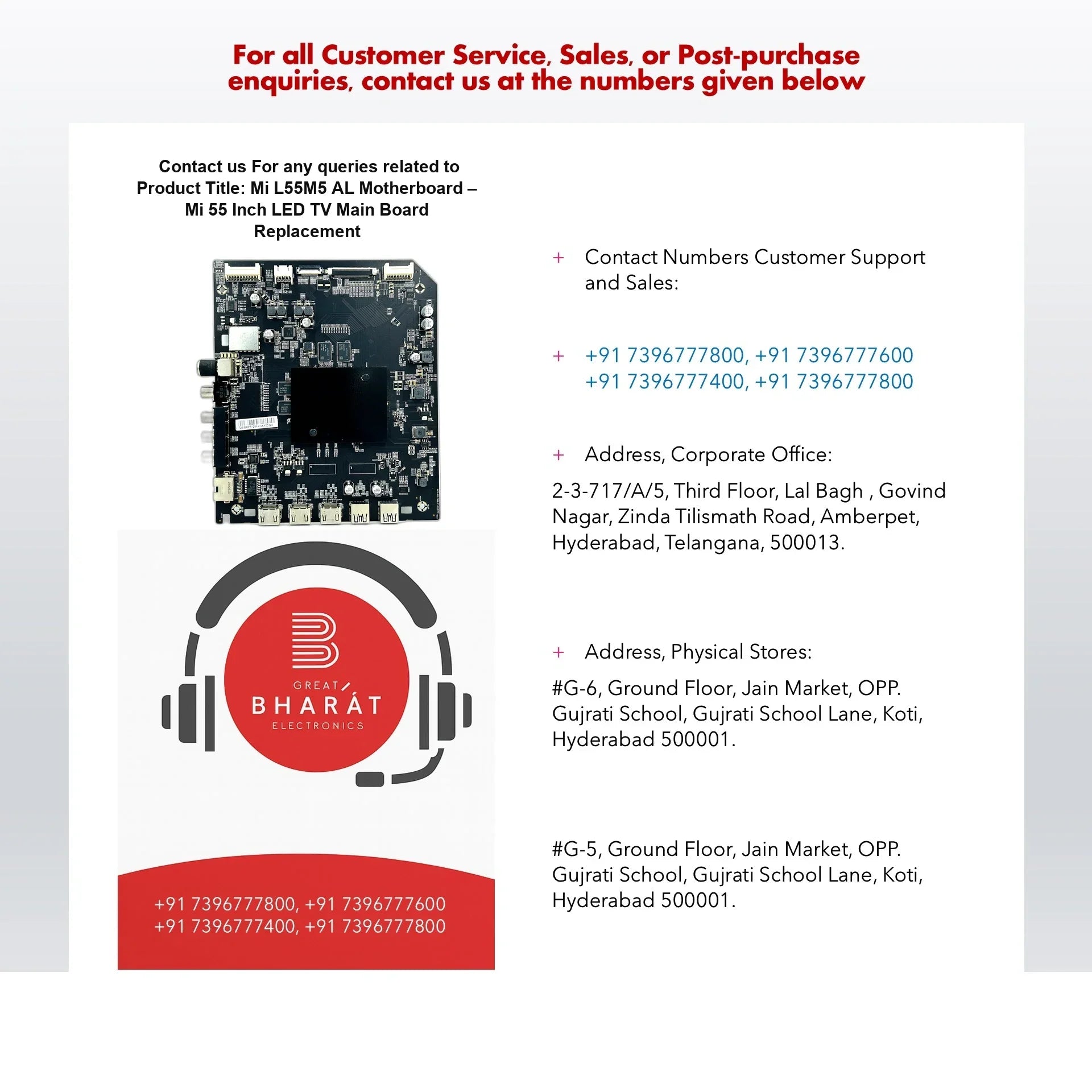 Mi L55M5-AL Motherboard – Mi 55 Inch LED TV Main Board Replacement - Great Bharat Electronics