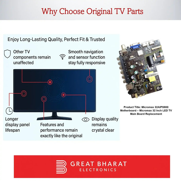 Micromax 32AIPS900 Motherboard – Micromax 32 Inch LED TV Main Board Replacement - Great Bharat Electronics