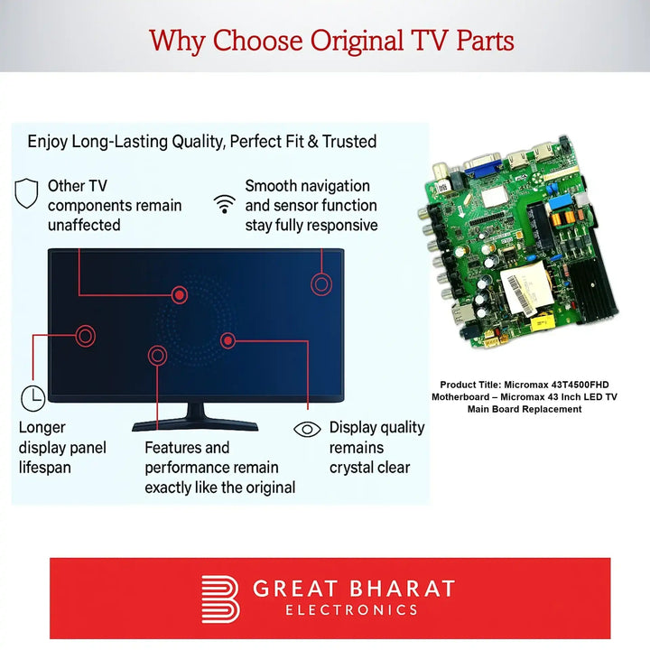 Micromax 43T4500FHD Motherboard – Micromax 43 Inch LED TV Main Board Replacement - Great Bharat Electronics