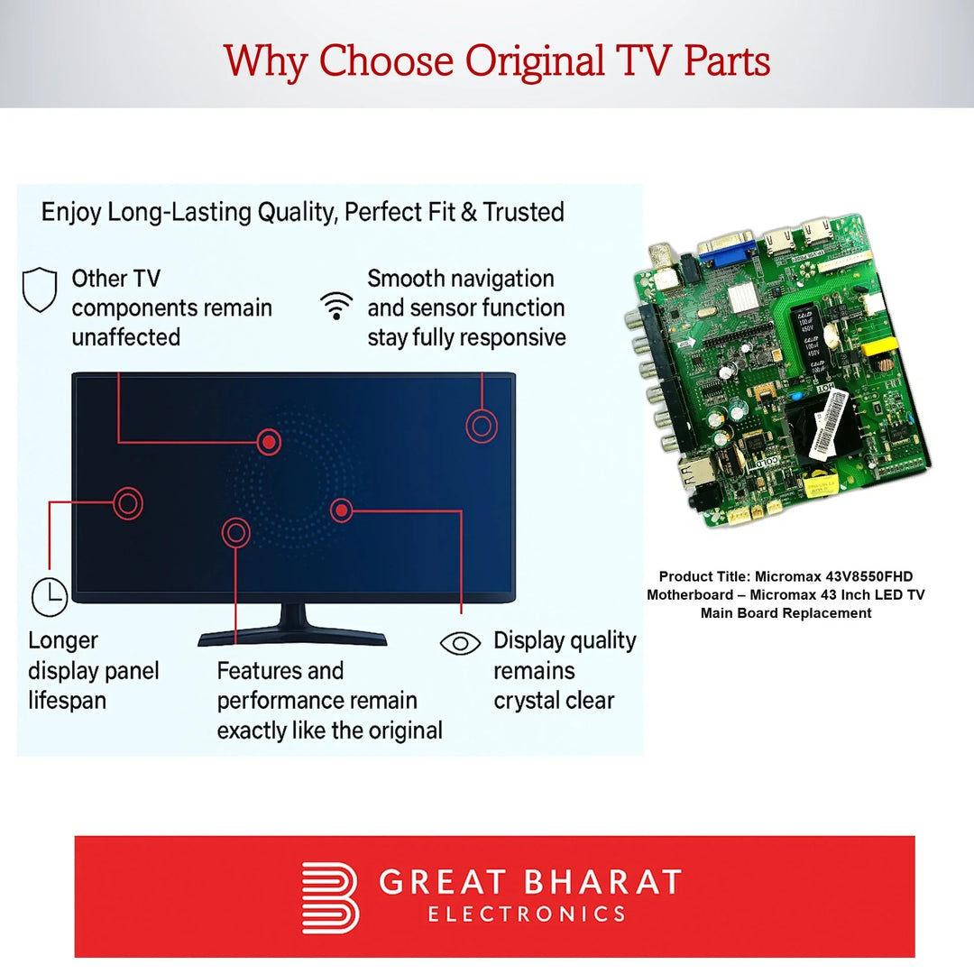 Micromax 43V8550FHD Motherboard – Micromax 43 Inch LED TV Main Board Replacement - Great Bharat Electronics