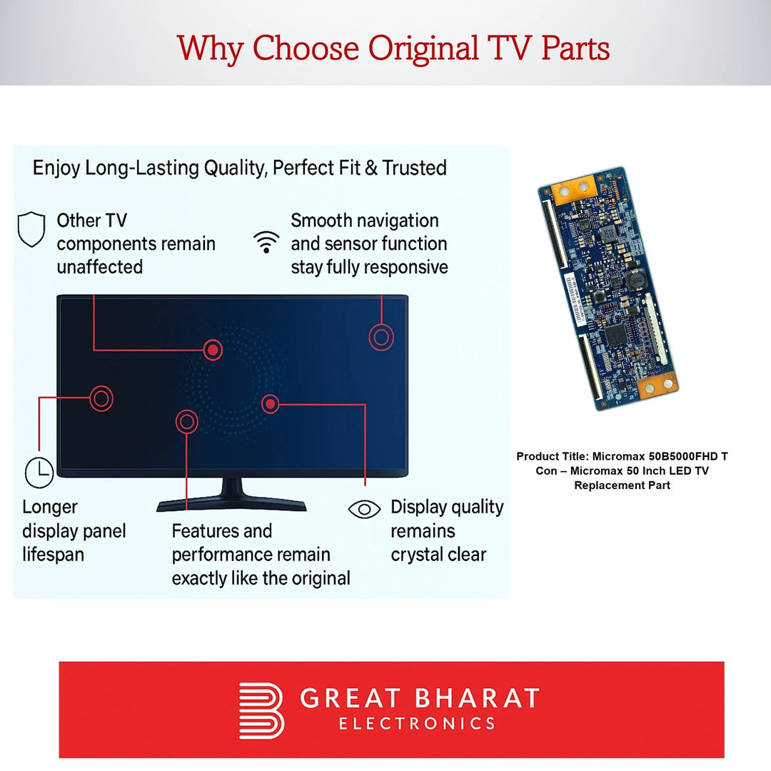 Micromax 50B5000FHD T-Con Board – Micromax 50 Inch LED TV Replacement Part - Great Bharat Electronics