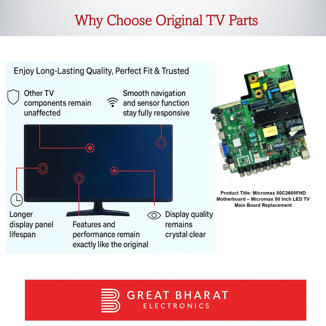 Micromax 50C3600FHD Motherboard – Micromax 50 Inch LED TV Main Board Replacement - Great Bharat Electronics