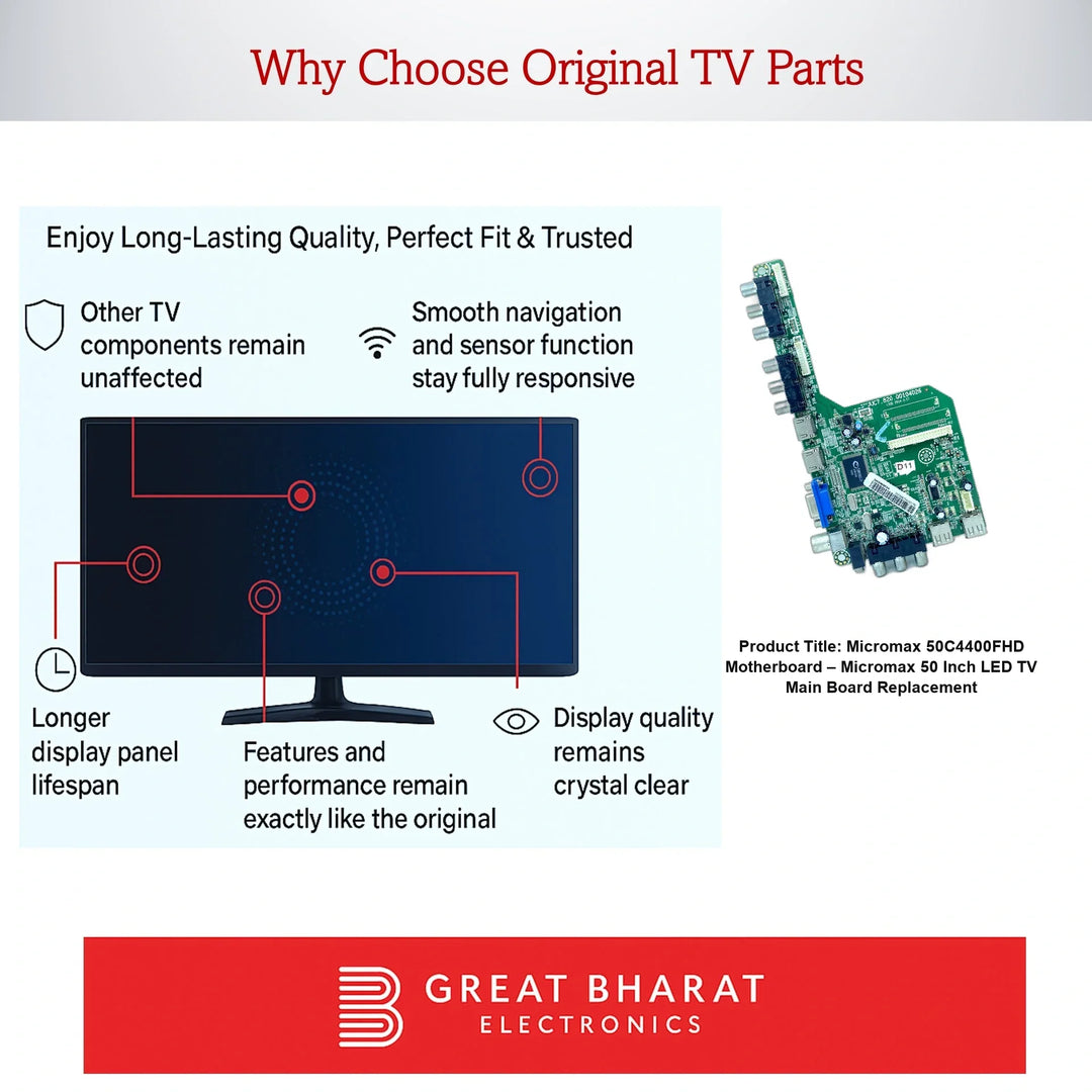 Micromax 50C4400FHD Motherboard – Micromax 50 Inch LED TV Main Board Replacement - Great Bharat Electronics