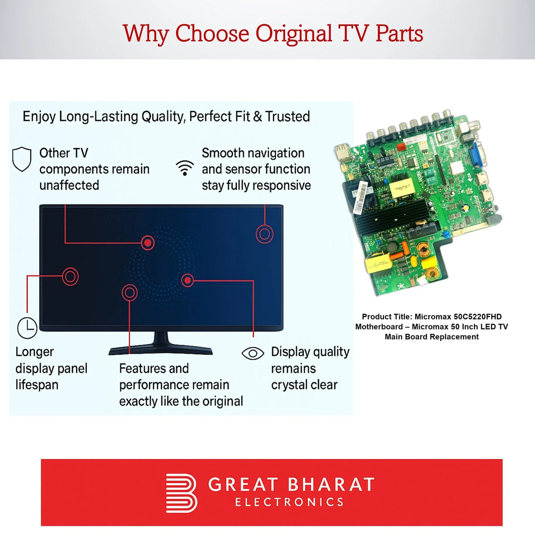 Micromax 50C5220FHD Motherboard – Micromax 50 Inch LED TV Main Board Replacement - Great Bharat Electronics