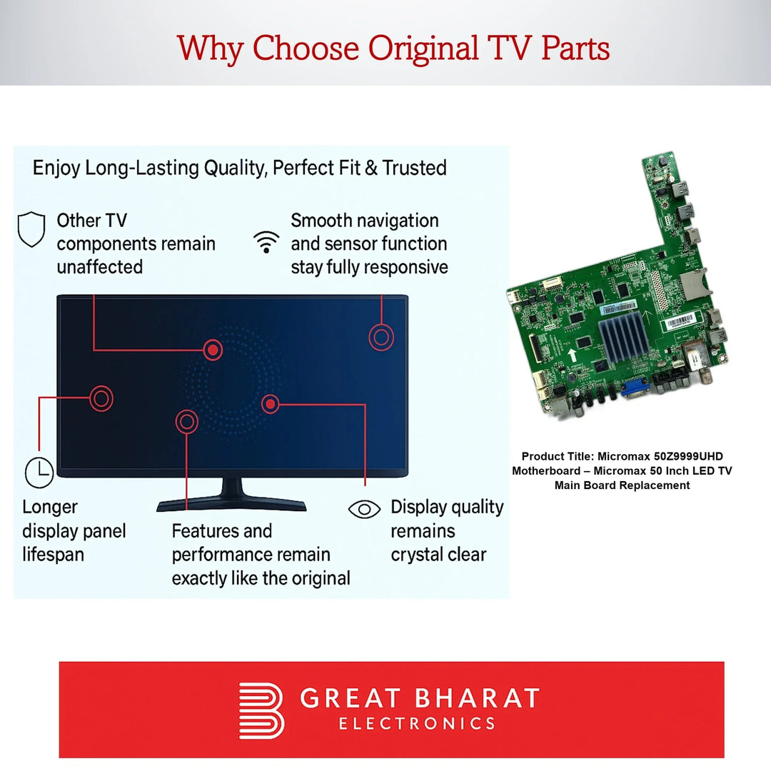 Micromax 50Z9999UHD Motherboard – Micromax 50 Inch LED TV Main Board Replacement - Great Bharat Electronics