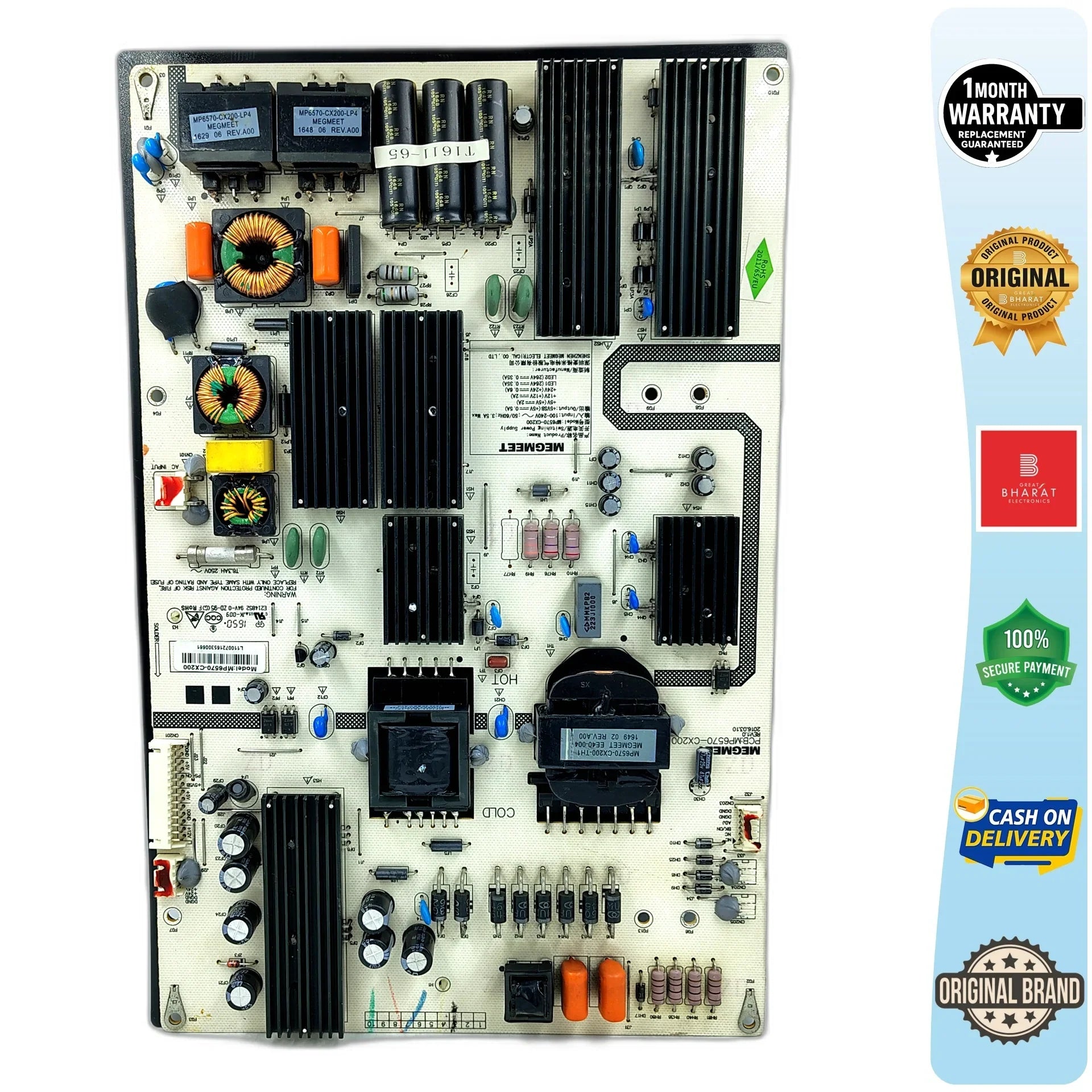 Mitashi MiDE065v22 Power Supply Board – Mitashi 65 Inch LED TV SMPS Replacement - Great Bharat Electronics
