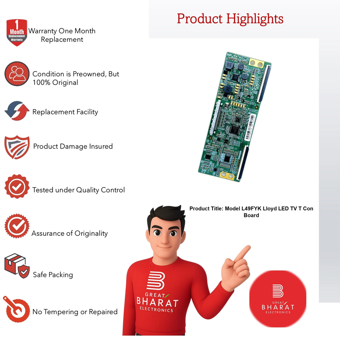 Model L49FYK Lloyd LED TV T-Con Board - Great Bharat Electronics