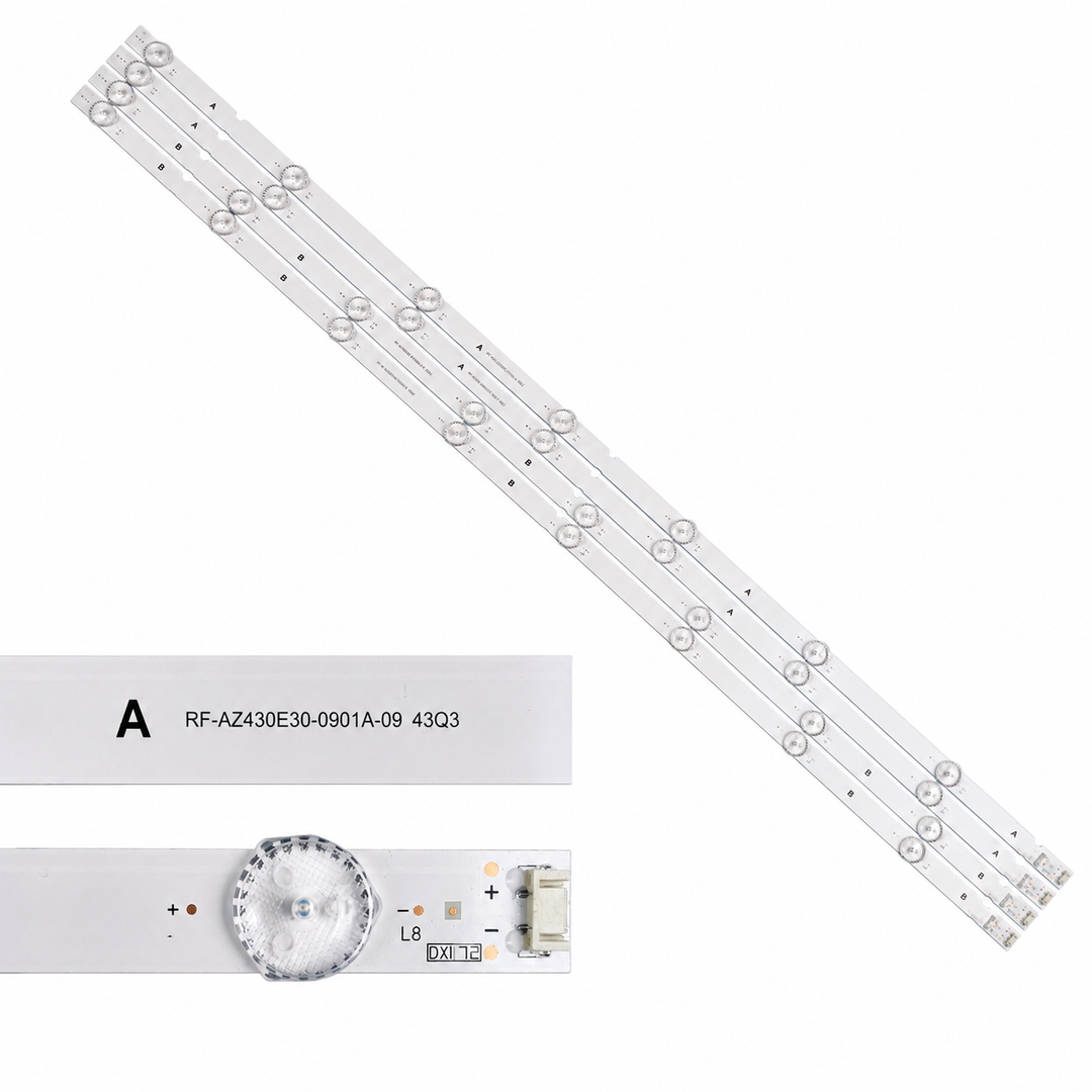 Nokia 43CAUHDN backlight strip LED lens and connector detail
