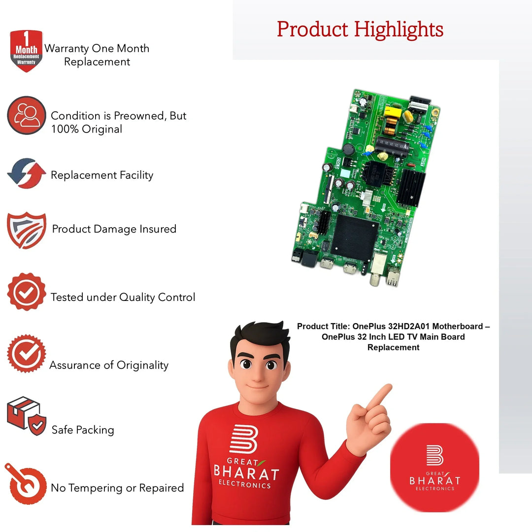 OnePlus 32HD2A01 Motherboard – OnePlus 32 Inch LED TV Main Board Replacement - Great Bharat Electronics