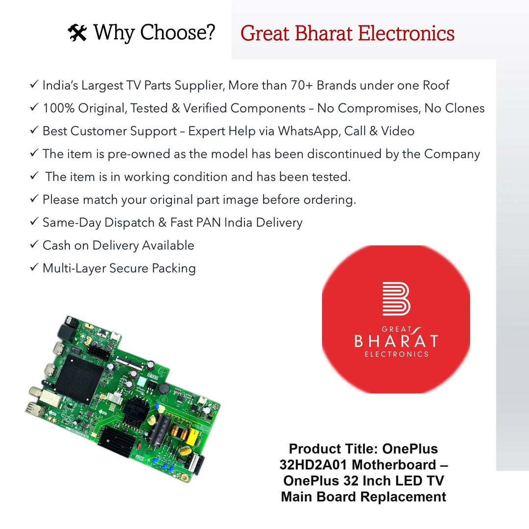 OnePlus 32HD2A01 Motherboard – OnePlus 32 Inch LED TV Main Board Replacement - Great Bharat Electronics