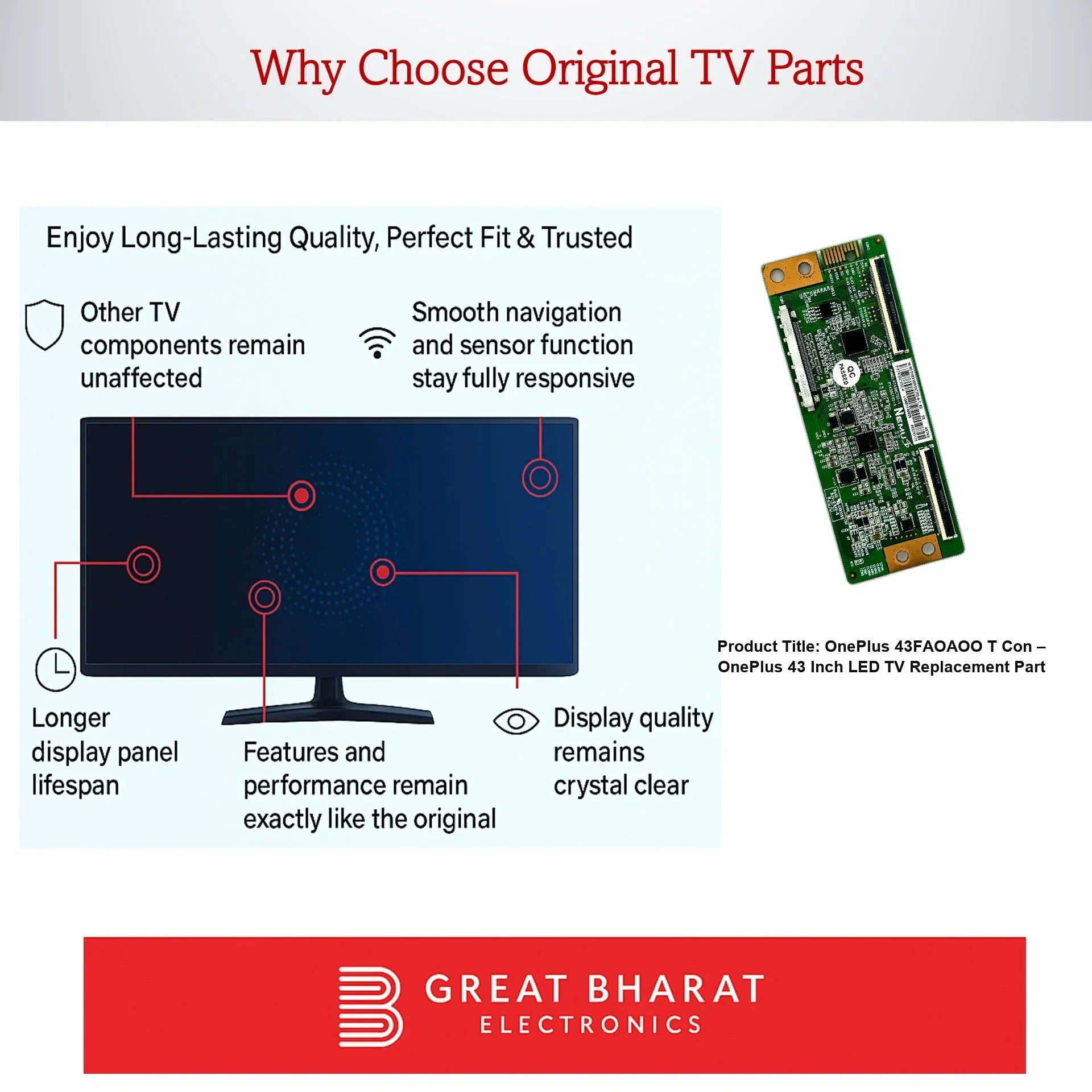 OnePlus 43FAOAOO T-Con Board – OnePlus 43 Inch LED TV Replacement Part - Great Bharat Electronics