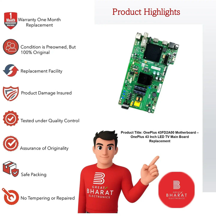 OnePlus 43FD2A00 Motherboard – OnePlus 43 Inch LED TV Main Board Replacement - Great Bharat Electronics