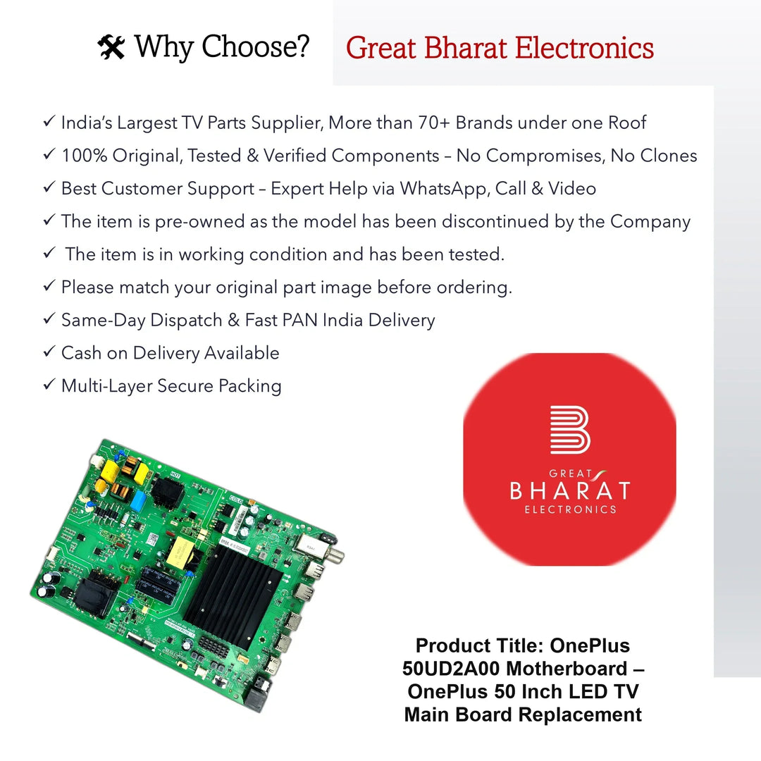 OnePlus 50UD2A00 Motherboard – OnePlus 50 Inch LED TV Main Board Replacement - Great Bharat Electronics