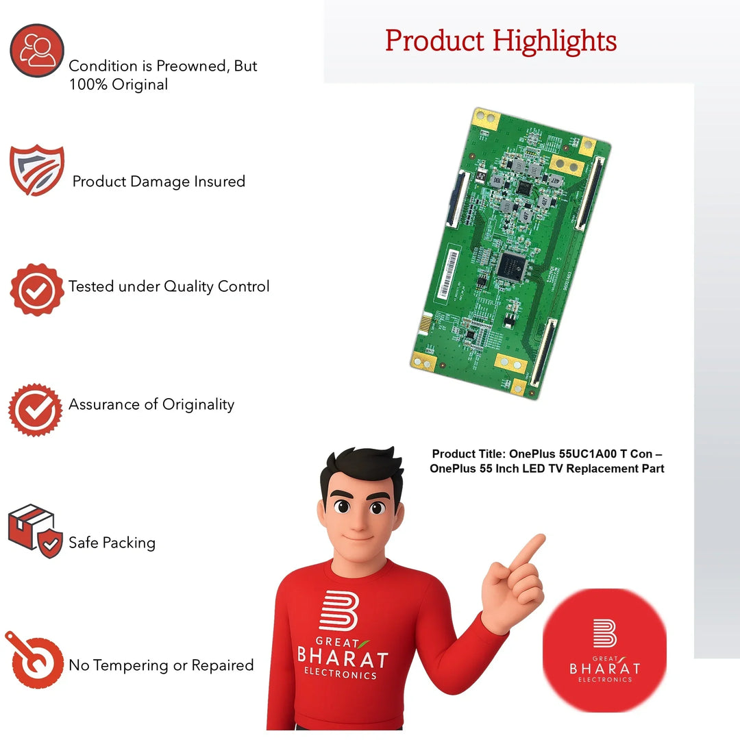 OnePlus 55UC1A00 T-Con Board – OnePlus 55 Inch LED TV Replacement Part - Great Bharat Electronics