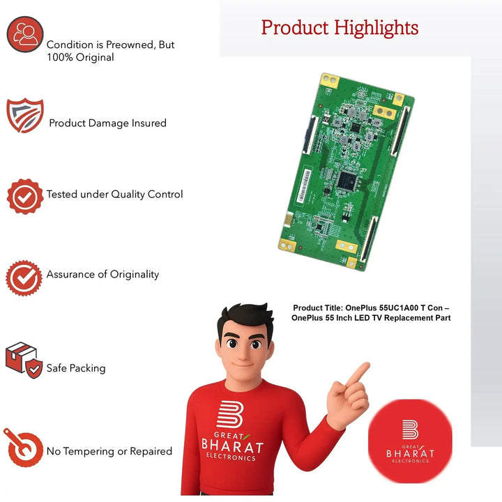 OnePlus 55UC1A00 T-Con Board – OnePlus 55 Inch LED TV Replacement Part - Great Bharat Electronics