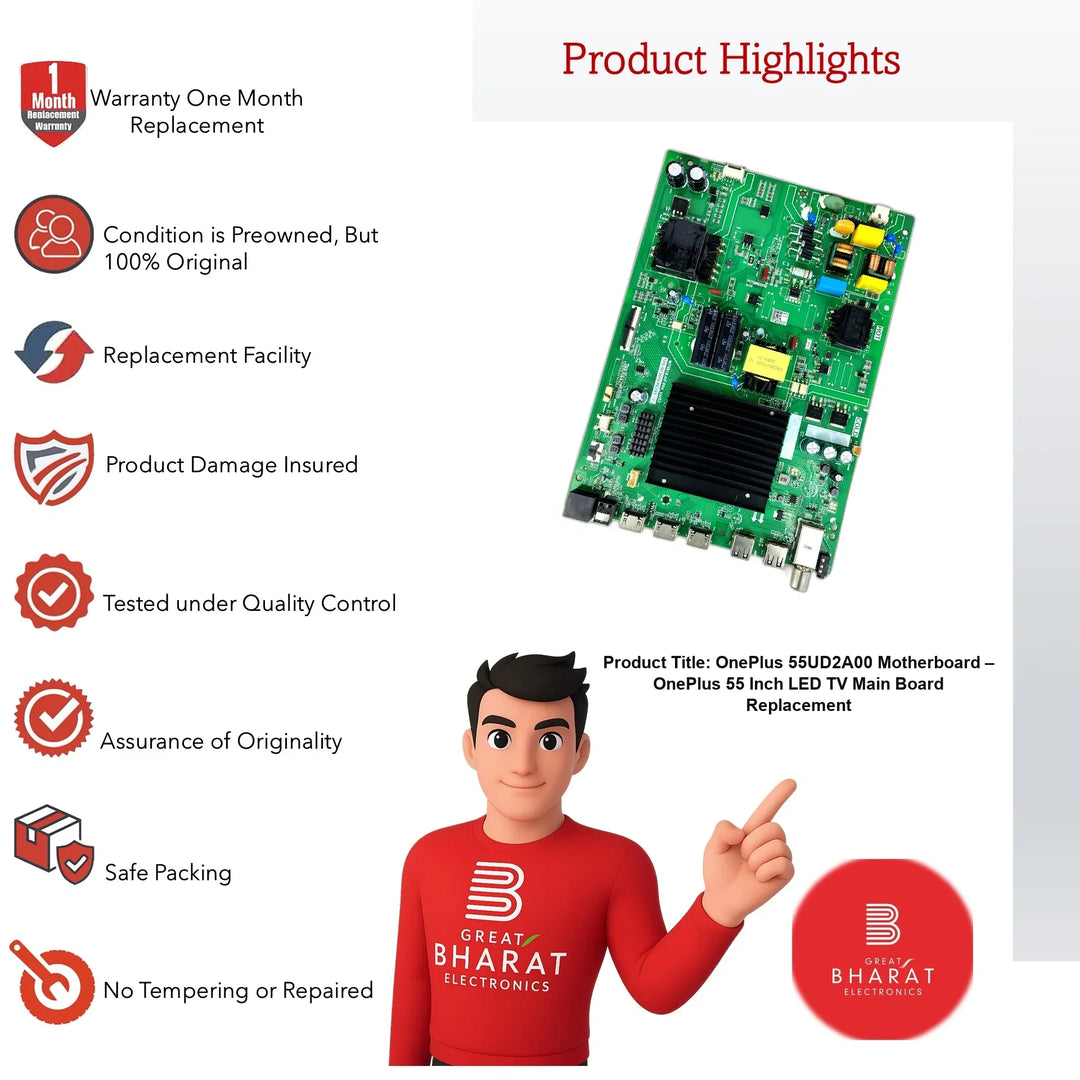 OnePlus 55UD2A00 Motherboard – OnePlus 55 Inch LED TV Main Board Replacement - Great Bharat Electronics