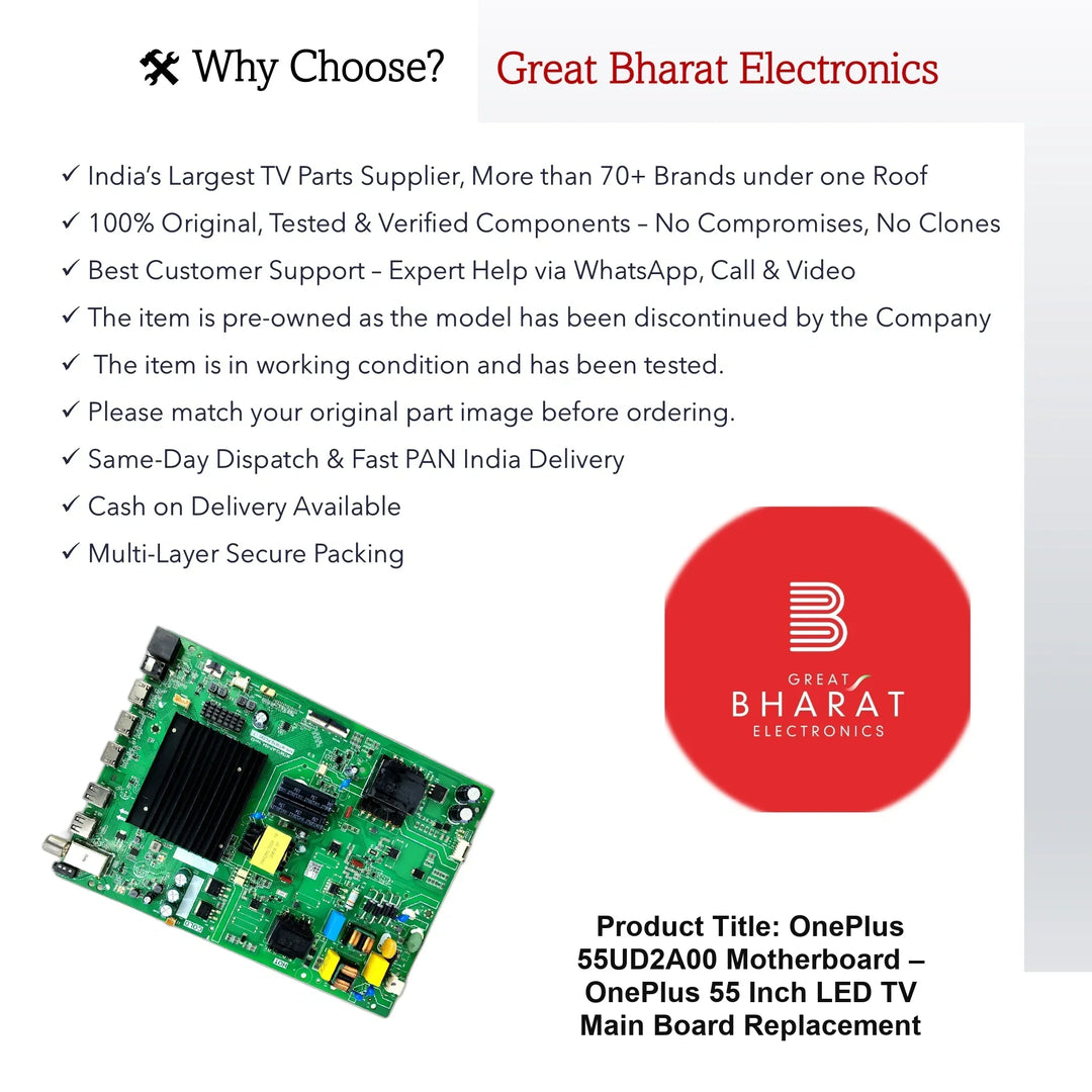 OnePlus 55UD2A00 Motherboard – OnePlus 55 Inch LED TV Main Board Replacement - Great Bharat Electronics