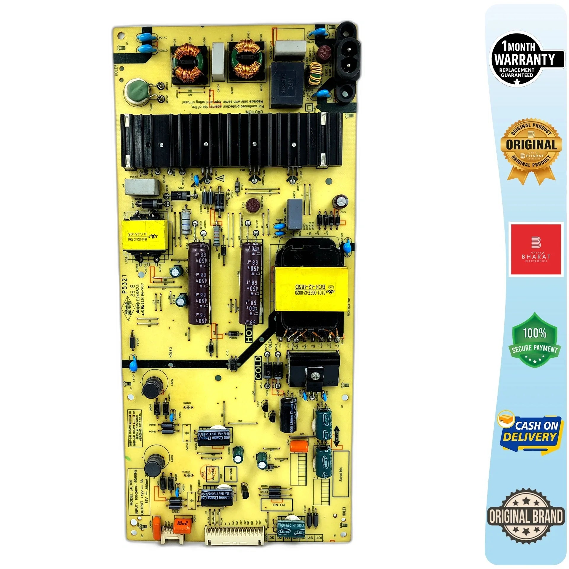Onida 50UIC Power Supply Board – Onida 50 Inch LED TV SMPS Replacement - Great Bharat Electronics