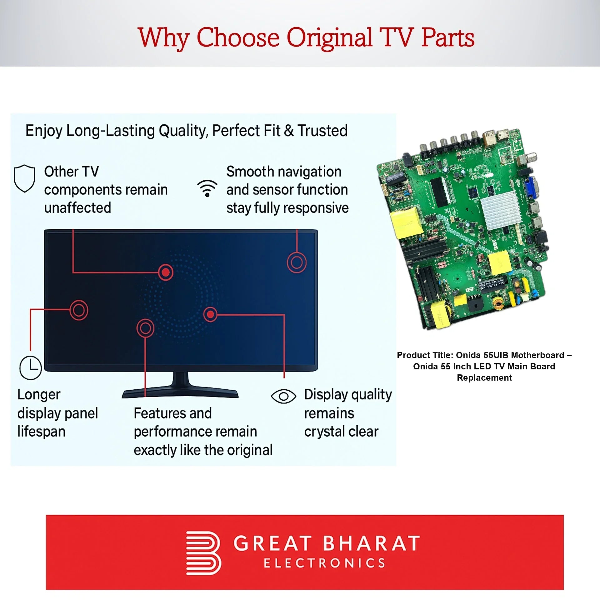 Onida 55UIB Motherboard – Onida 55 Inch LED TV Main Board Replacement - Great Bharat Electronics