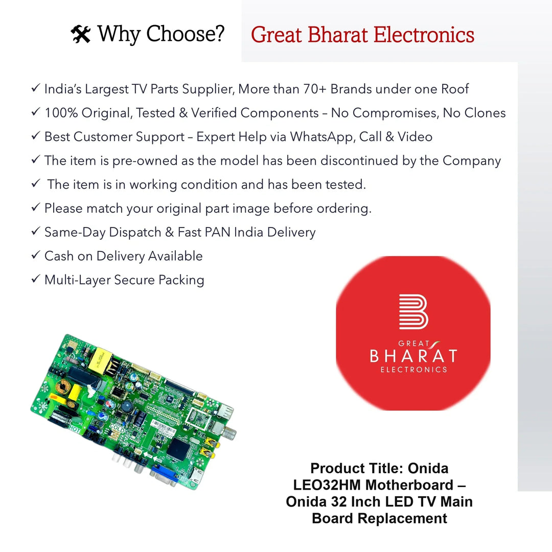 Onida LEO32HM Motherboard – Onida 32 Inch LED TV Main Board Replacement - Great Bharat Electronics