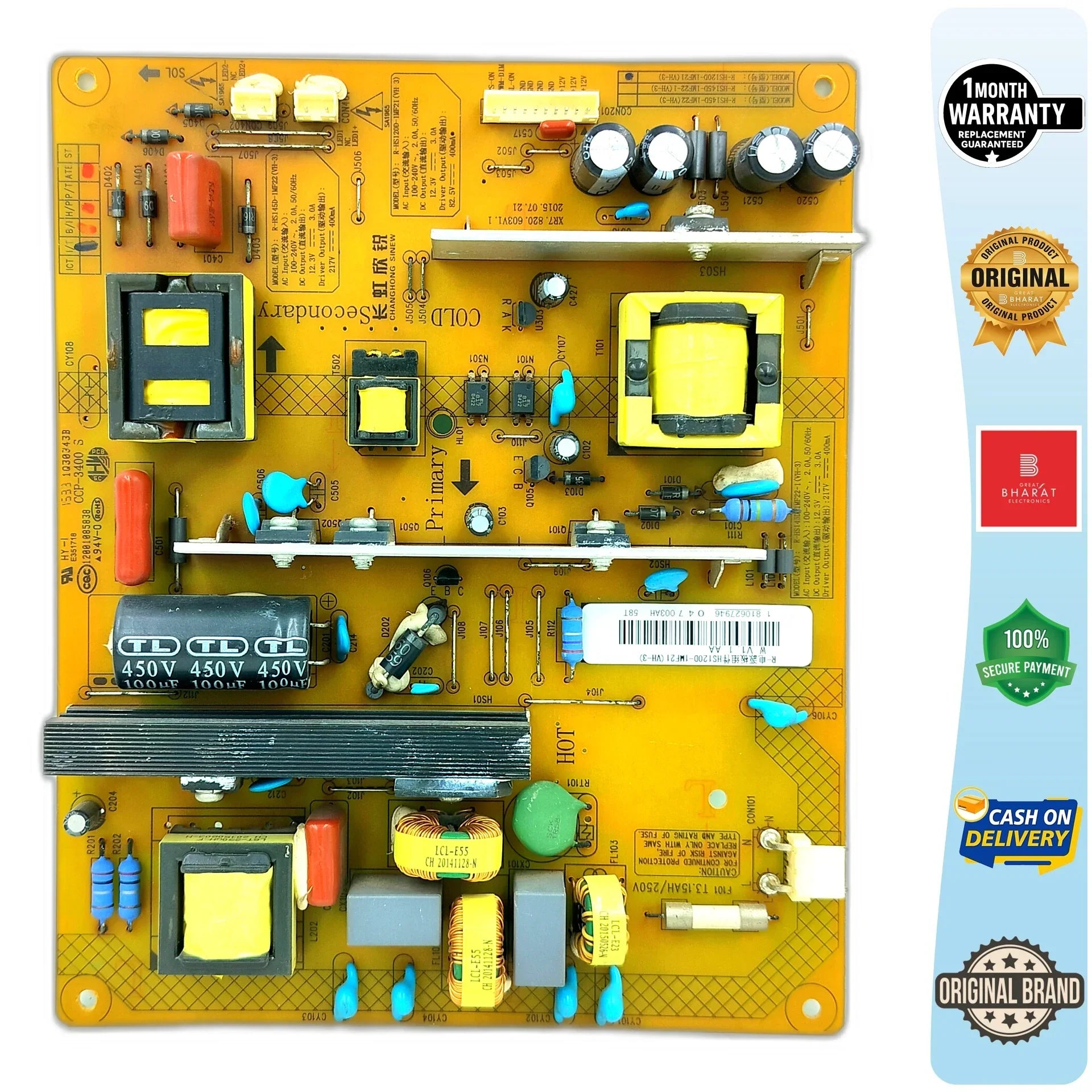 Onida LEO50FNAB2 Power Supply Board – Onida 50 Inch LED TV SMPS Replacement - Great Bharat Electronics