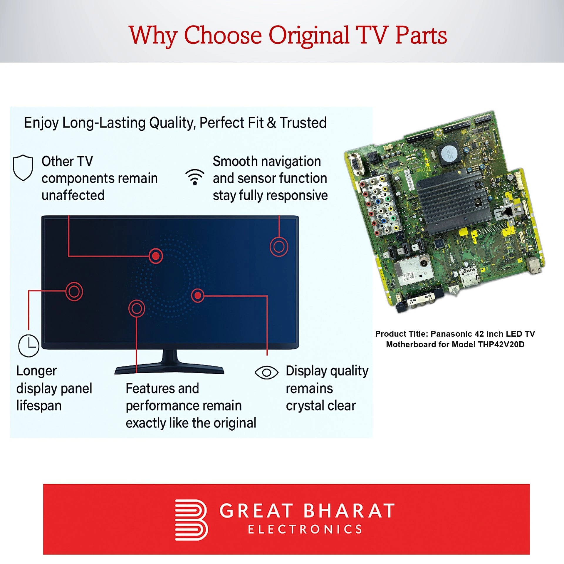 Panasonic 42 inch Plasma TV Motherboard for Model THP42V20D - Great Bharat Electronics
