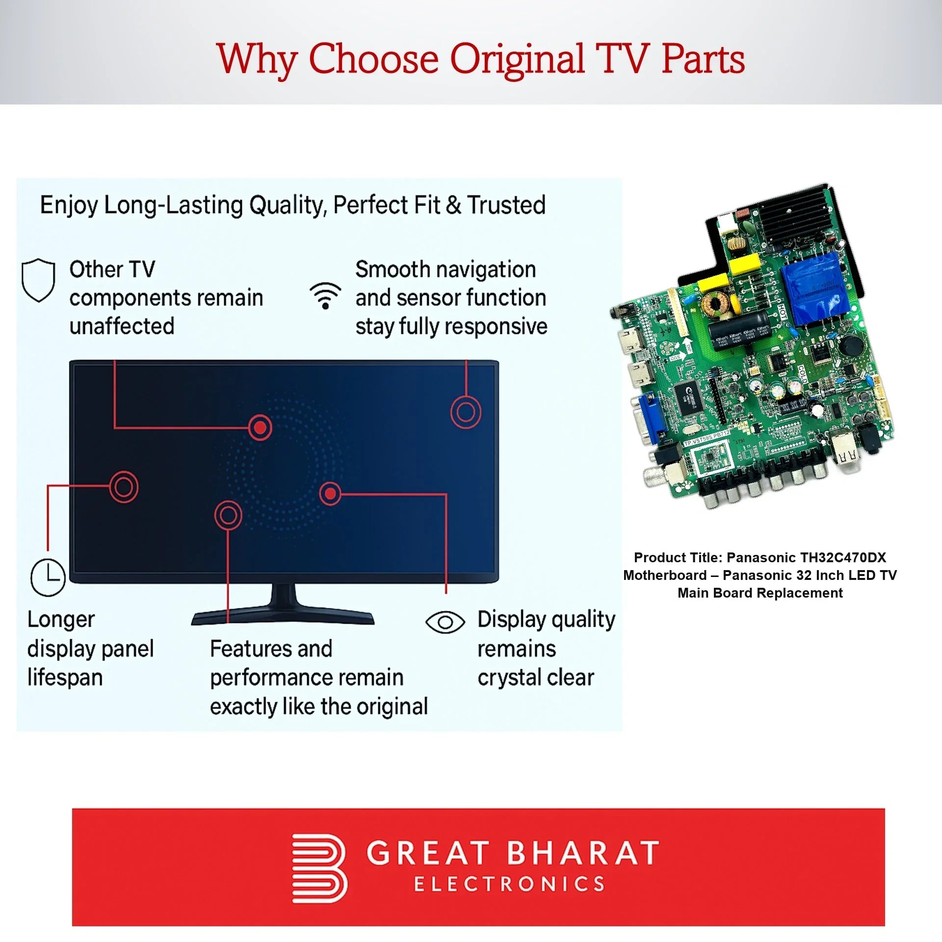 Panasonic TH32C470DX Motherboard – Panasonic 32 Inch LED TV Main Board Replacement - Great Bharat Electronics