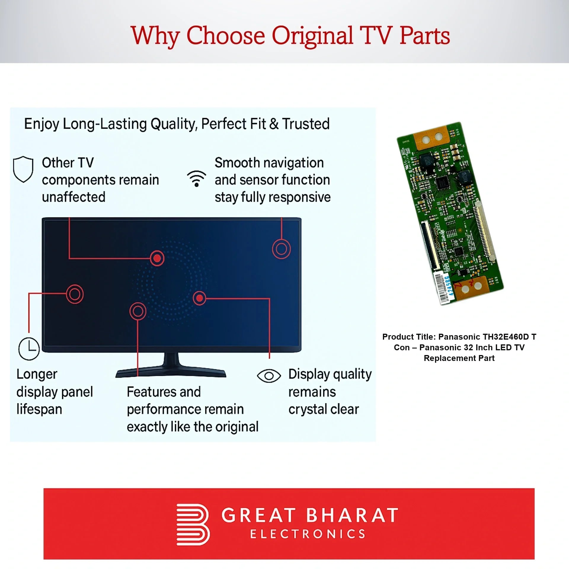 Panasonic TH32E460D T-Con Board – Panasonic 32 Inch LED TV Replacement Part - Great Bharat Electronics