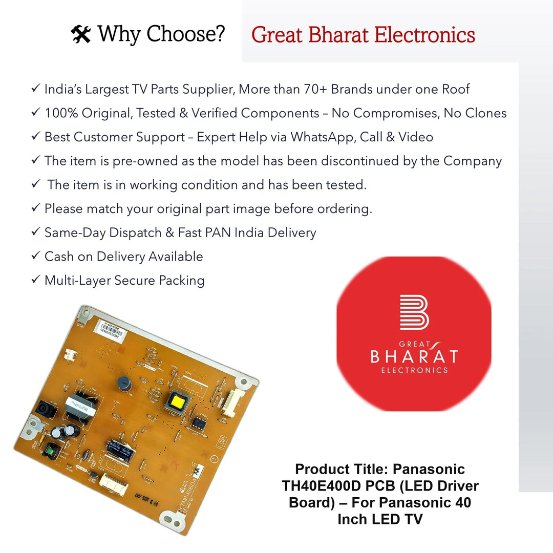 Panasonic TH40E400D PCB (LED Driver Board) – For Panasonic 40 Inch LED TV - Great Bharat Electronics
