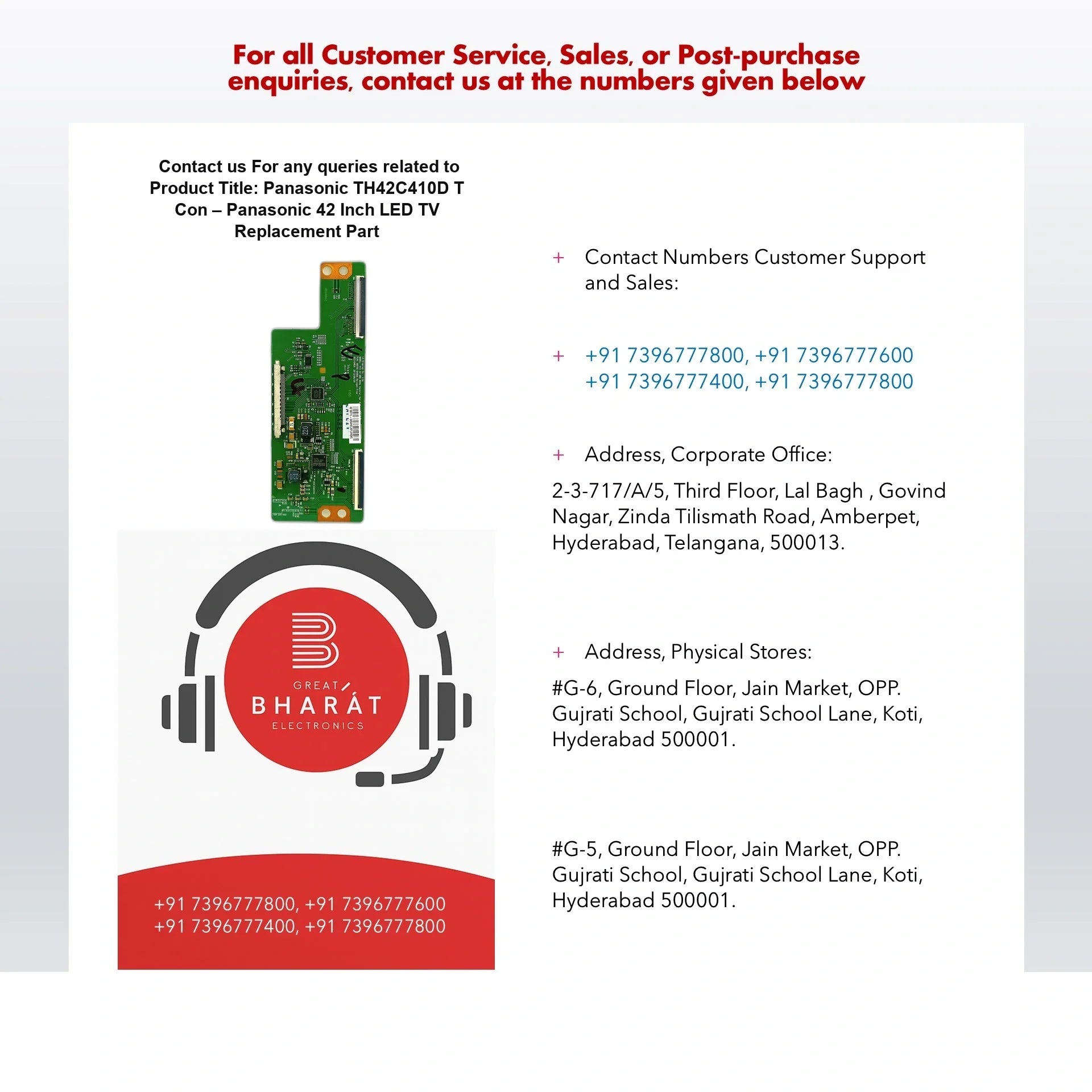 Panasonic TH42C410D T-Con Board – Panasonic 42 Inch LED TV Replacement Part - Great Bharat Electronics