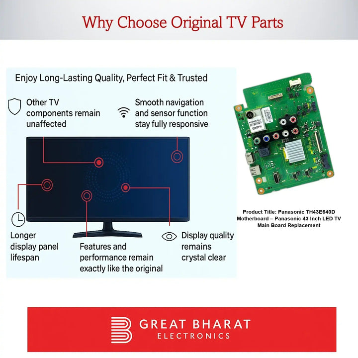 Panasonic TH43E640D Motherboard – Panasonic 43 Inch LED TV Main Board Replacement - Great Bharat Electronics
