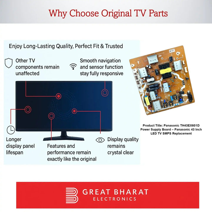 Panasonic TH43EX601D Power Supply Board – Panasonic 43 Inch LED TV SMPS Replacement - Great Bharat Electronics