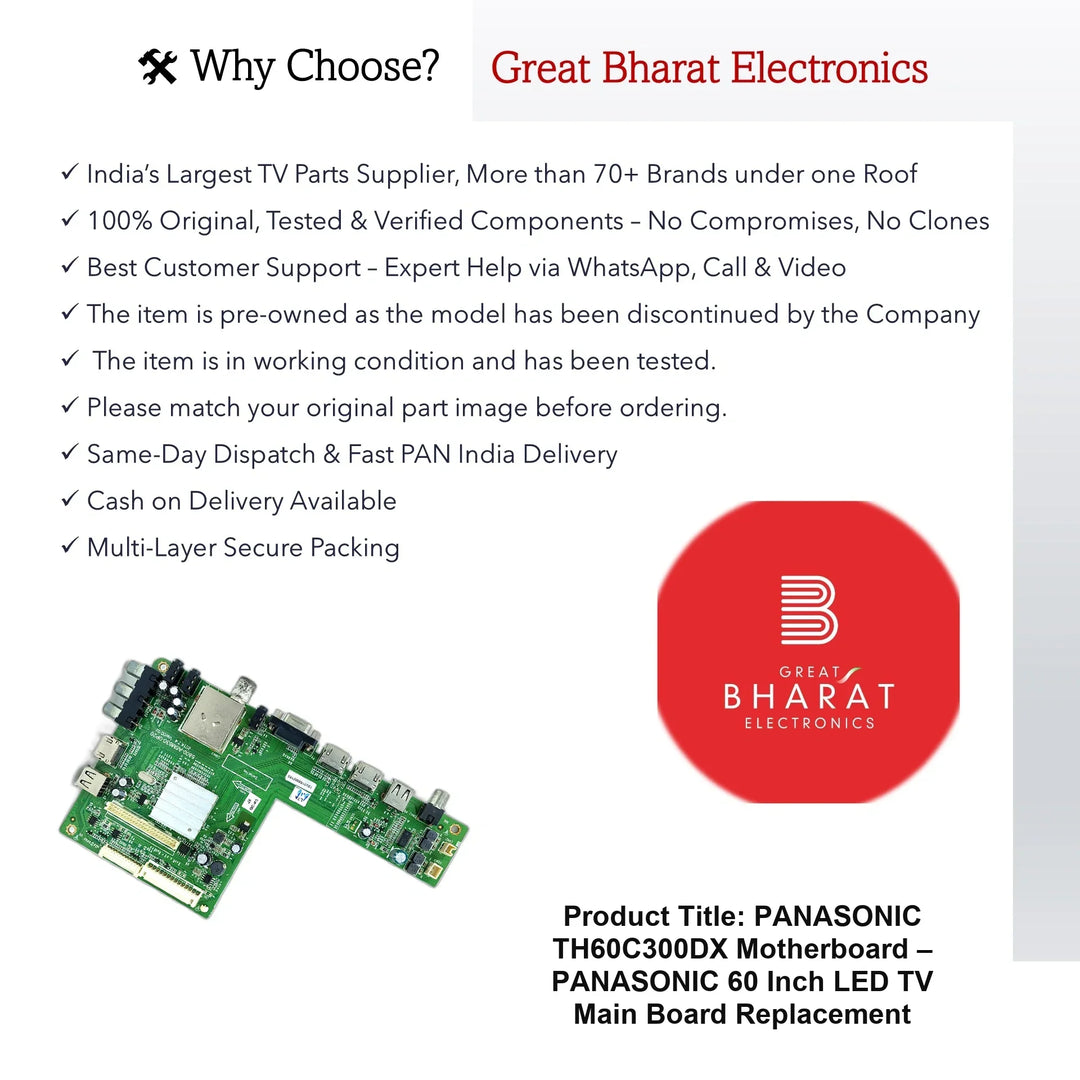 Panasonic TH60C300DX Motherboard – Panasonic 60 Inch LED TV Main Board Replacement - Great Bharat Electronics