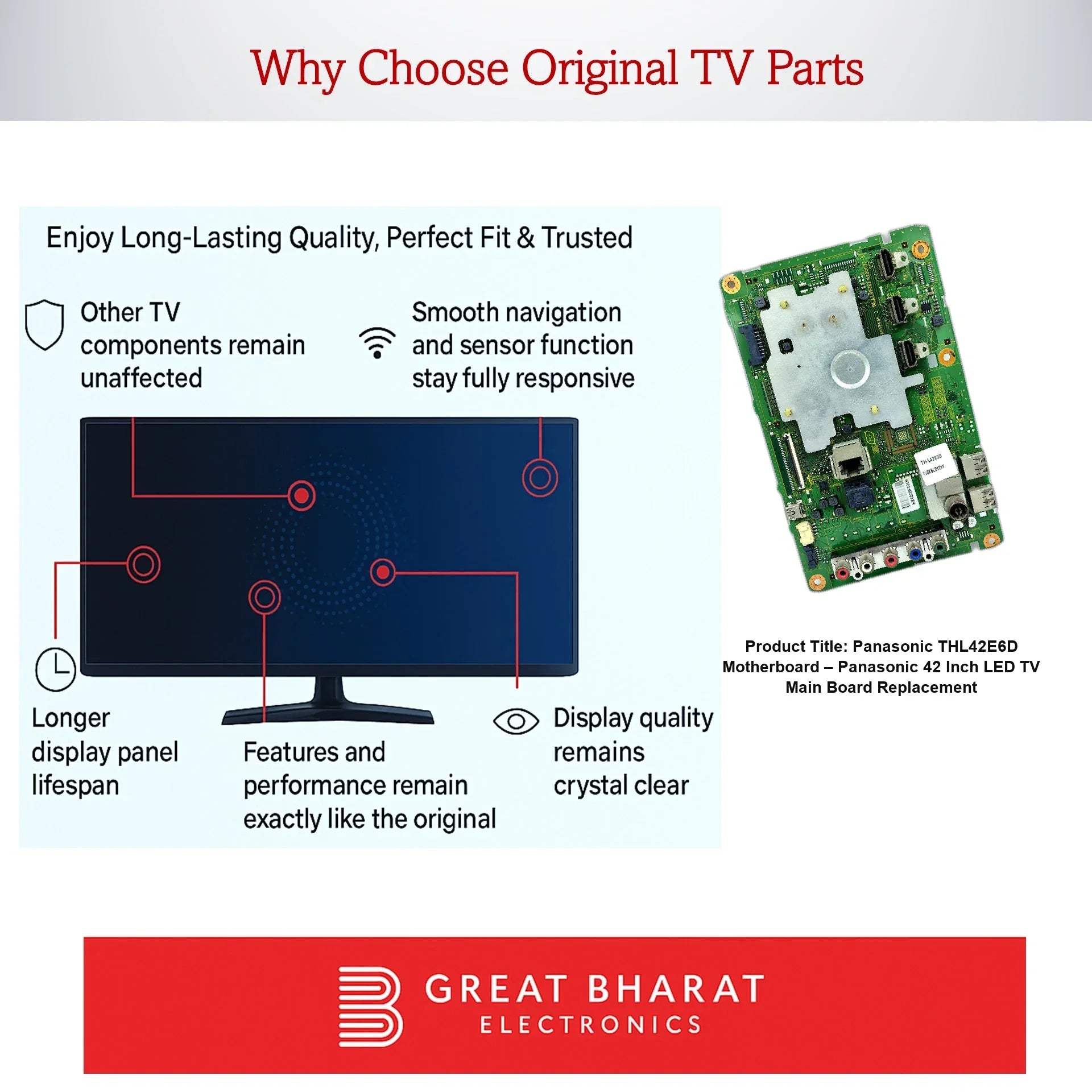 Panasonic THL42E6D Motherboard – Panasonic 42 Inch LED TV Main Board Replacement - Great Bharat Electronics
