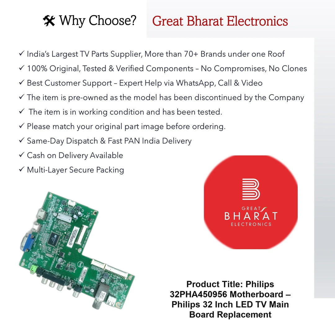 Philips 32PHA450956 Motherboard – Philips 32 Inch LED TV Main Board Replacement - Great Bharat Electronics