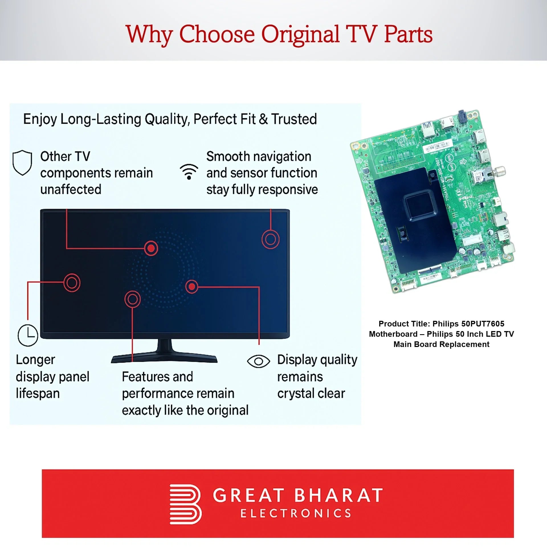 Philips 50PUT7605 Motherboard – Philips 50 Inch LED TV Main Board Replacement - Great Bharat Electronics