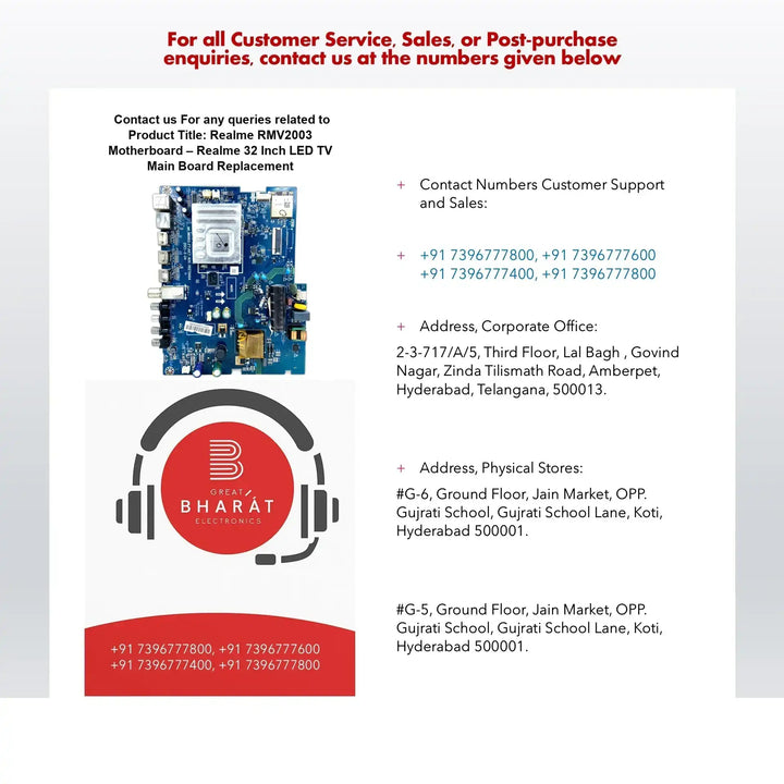 Realme RMV2003 Motherboard – Realme 32 Inch LED TV Main Board Replacement - Great Bharat Electronics