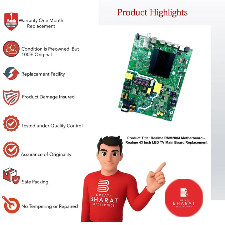 Realme RMV2004 Motherboard – Realme 43 Inch LED TV Main Board Replacement - Great Bharat Electronics