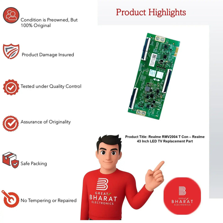 Realme RMV2004 T-Con Board – Realme 43 Inch LED TV Replacement Part - Great Bharat Electronics