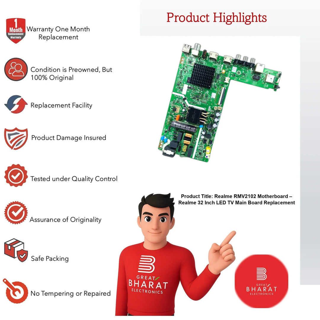 Realme RMV2102 Motherboard – Realme 32 Inch LED TV Main Board Replacement - Great Bharat Electronics