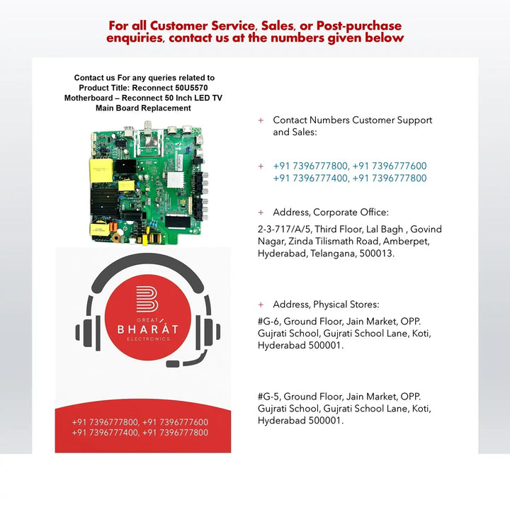 Reconnect 50U5570 Motherboard – Reconnect 50 Inch LED TV Main Board Replacement - Great Bharat Electronics