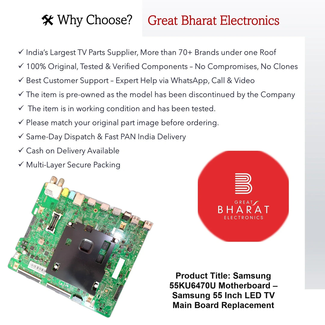 Samsung 55KU6470U Motherboard – Samsung 55 Inch LED TV Main Board Replacement - Great Bharat Electronics