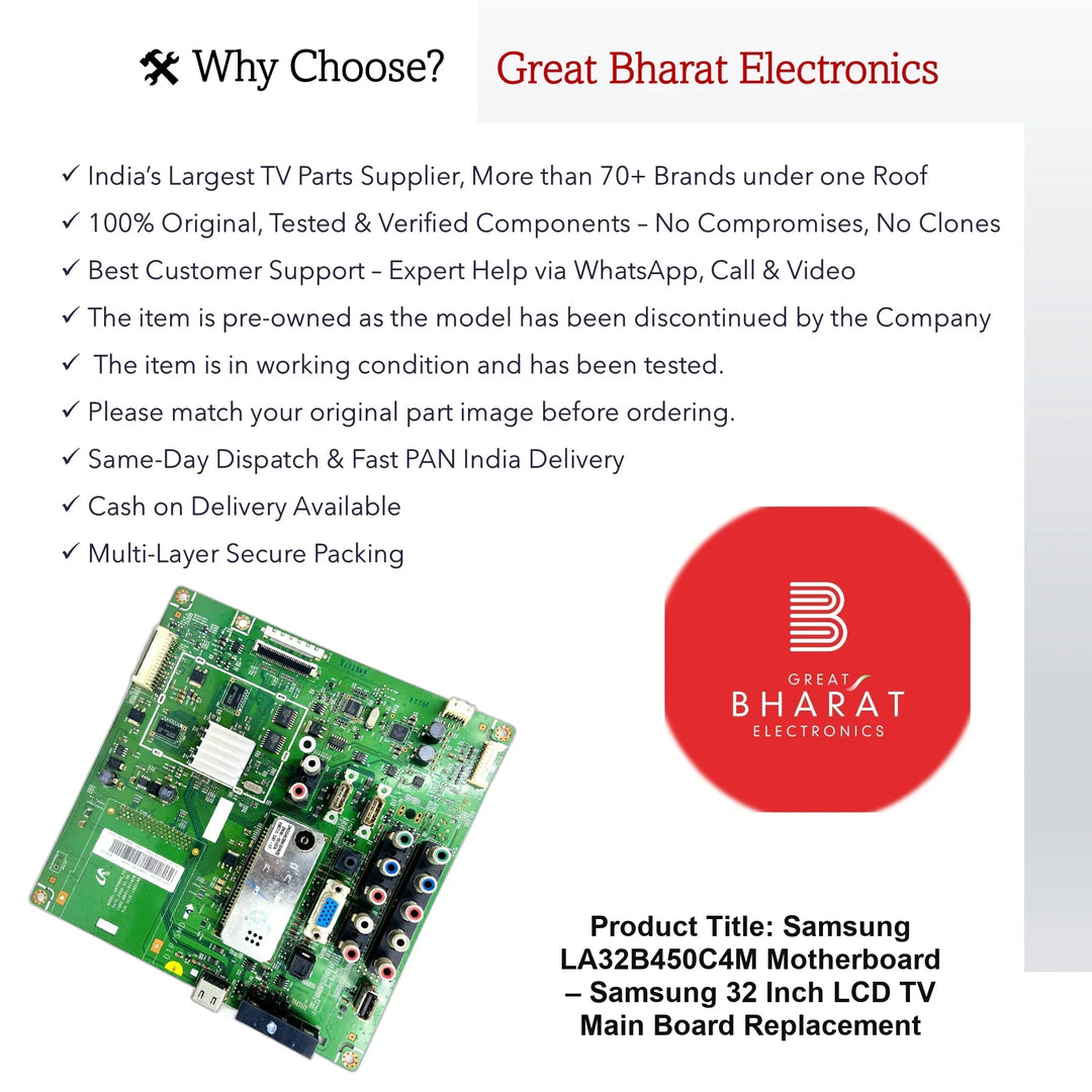 Samsung LA32B450C4M Motherboard – Samsung 32 Inch LCD TV Main Board Replacement - Great Bharat Electronics