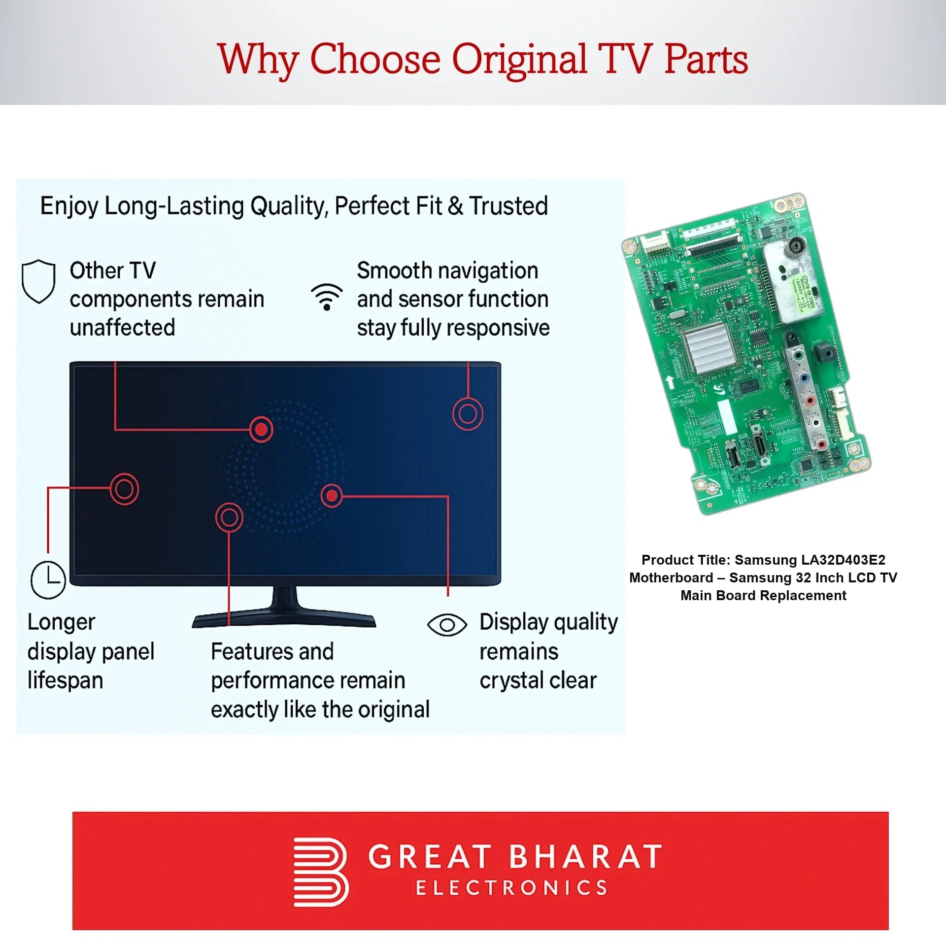 Samsung LA32D403E2 Motherboard – Samsung 32 Inch LCD TV Main Board Replacement - Great Bharat Electronics