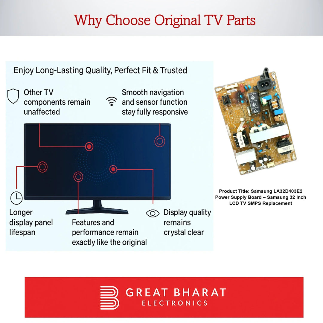 Samsung LA32D403E2 Power Supply Board – Samsung 32 Inch LCD TV SMPS Replacement - Great Bharat Electronics