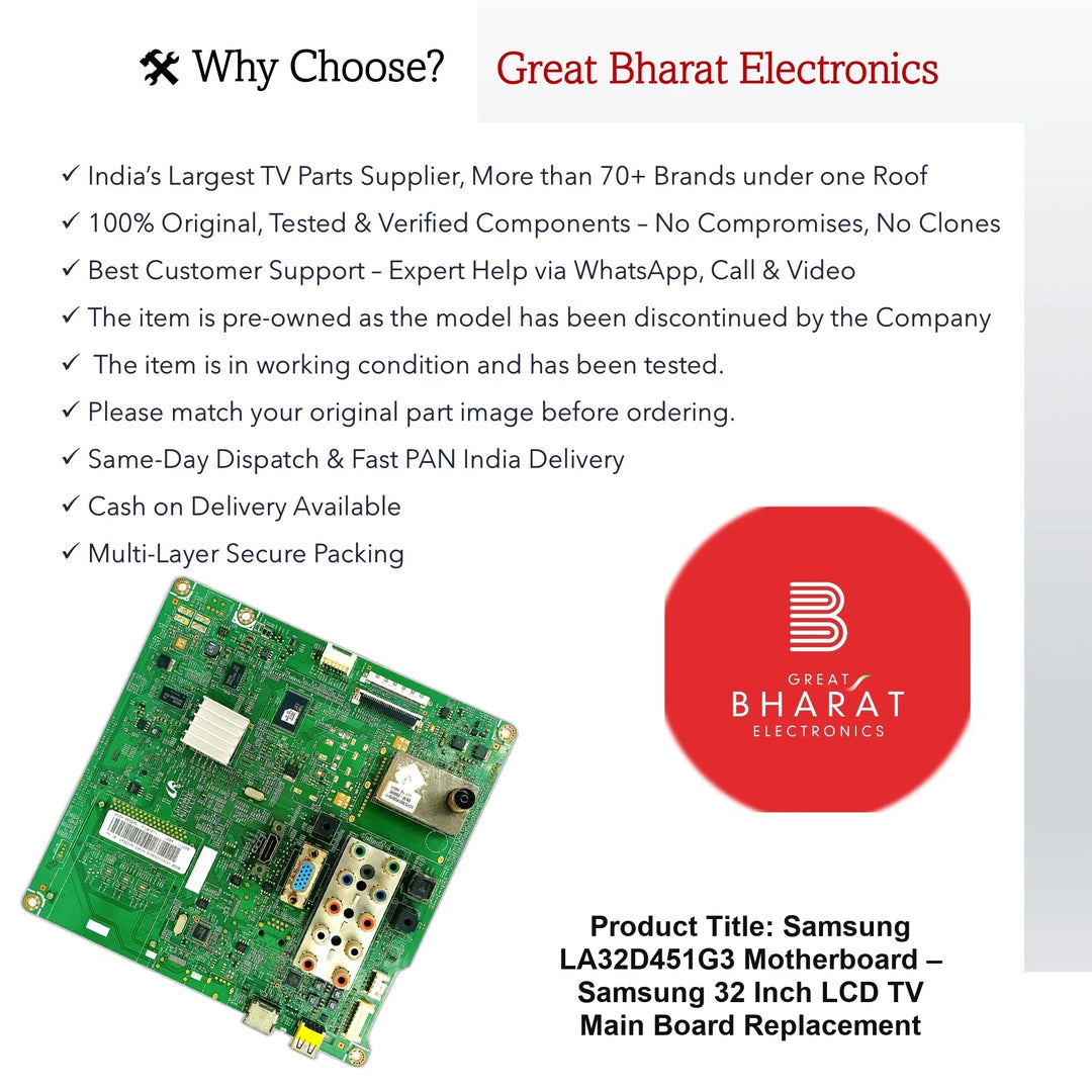 Samsung LA32D451G3 Motherboard – Samsung 32 Inch LCD TV Main Board Replacement - Great Bharat Electronics