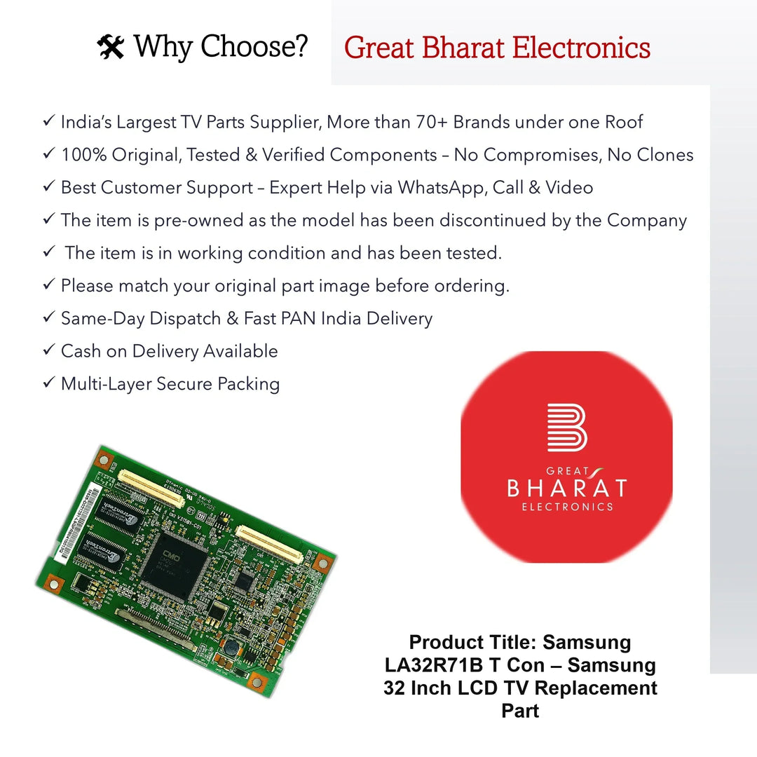 Samsung LA32R71B T-Con Board – Samsung 32 Inch LCD TV Replacement Part - Great Bharat Electronics