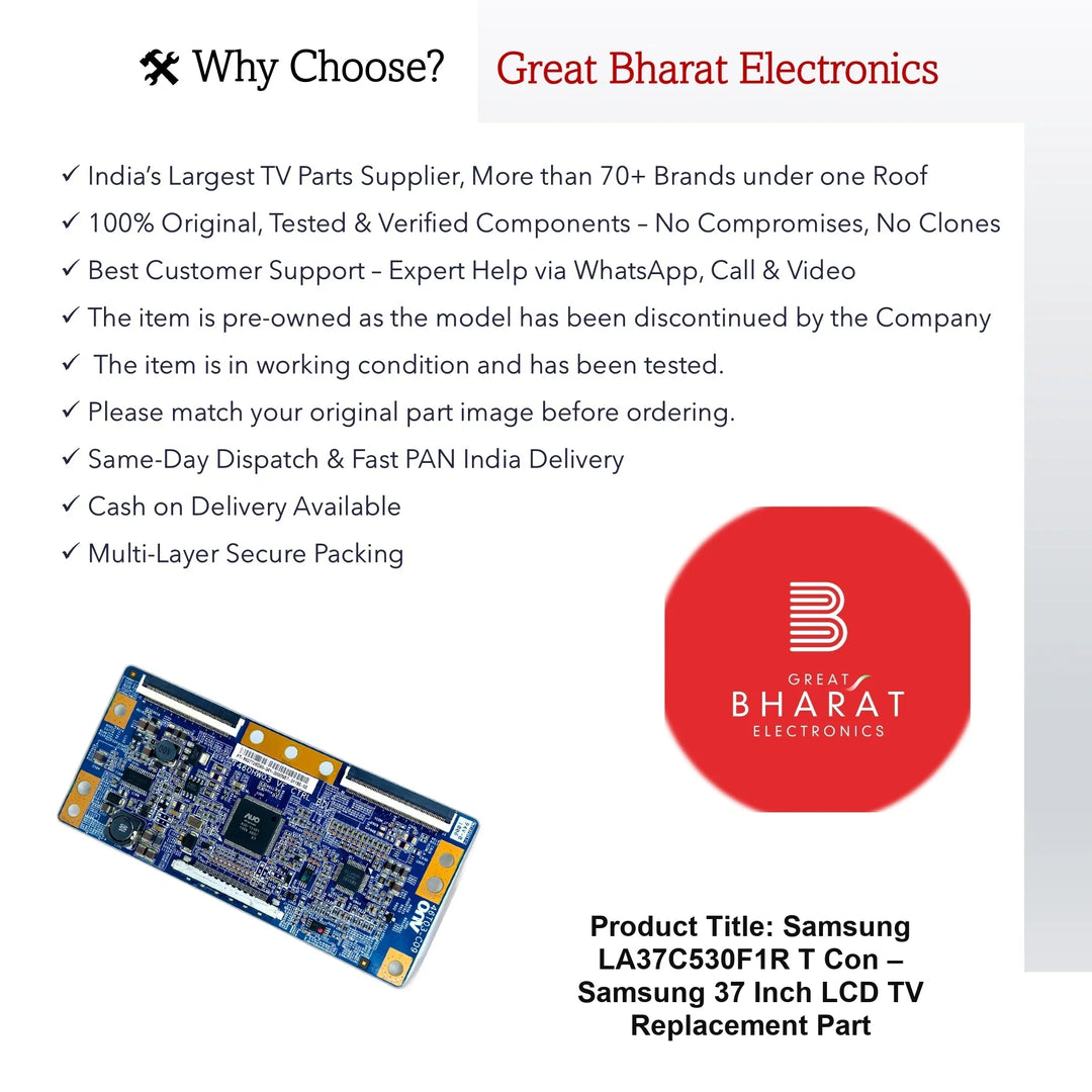 Samsung LA37C530F1R T-Con Board – Samsung 37 Inch LCD TV Replacement Part - Great Bharat Electronics