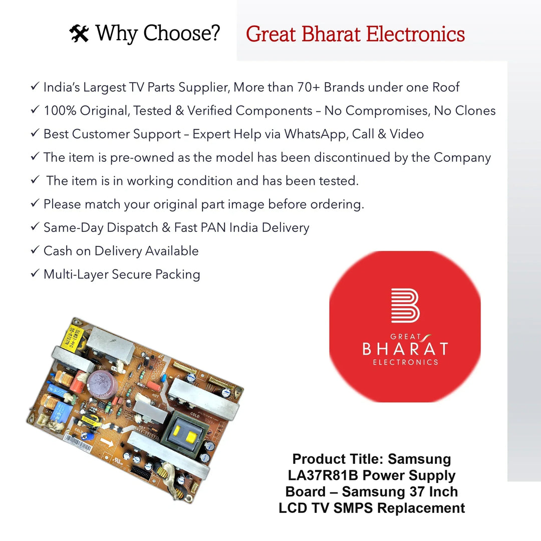 Samsung LA37R81B Power Supply Board – Samsung 37 Inch LCD TV SMPS Replacement - Great Bharat Electronics